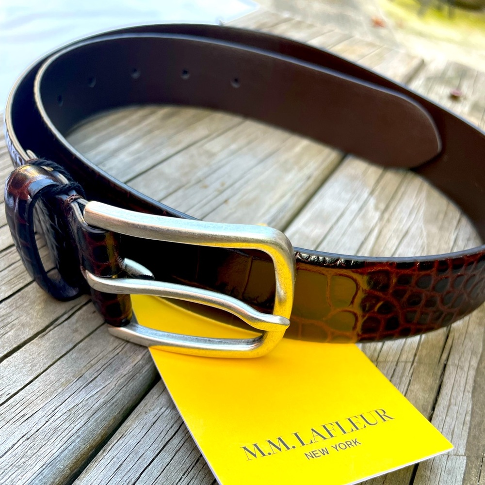 NWT Deadstock M. M. LeFleur Brown Snakeskin Belt 34”
